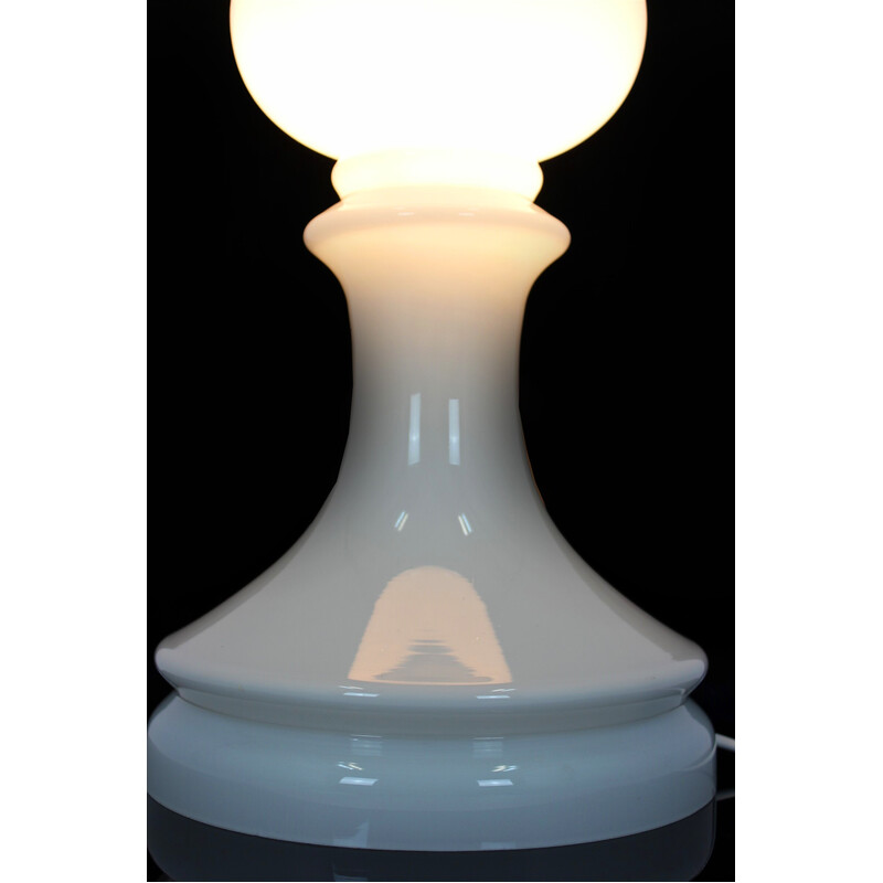 Vintage glass bishop chess table lamp by Ivan Jakeš for Osvětlovací Sklo Valašské Meziříčí, 1970s