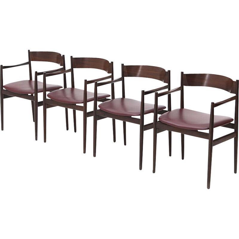 Set of 4 vintage “107p” chairs with armrests by Gianfranco Frattini for Cassina, 1960s