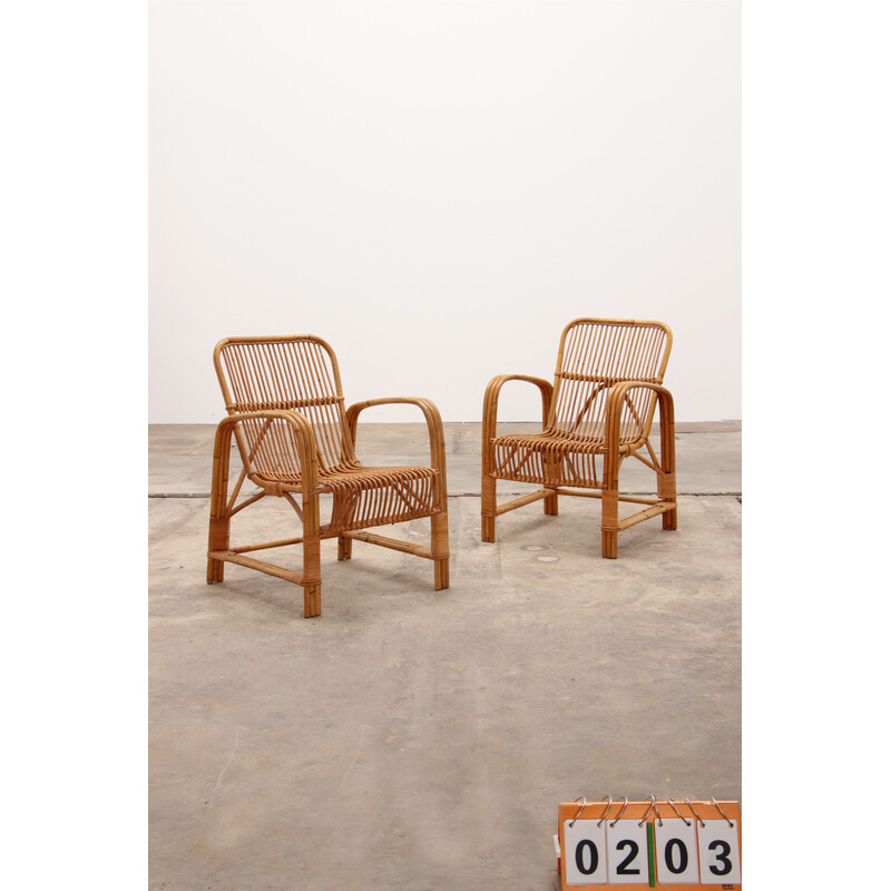 Paire de fauteuils outdoor en bambou