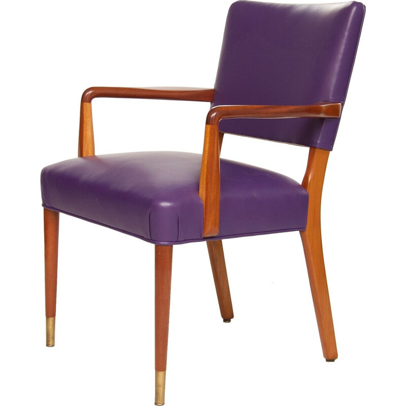 Silla de oficina vintage de palisandro y cuero, 1960