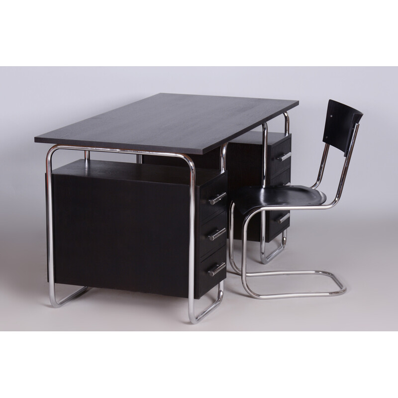 Vintage Bauhaus writing desk and chair by R. Slezak, Czechia 1930s