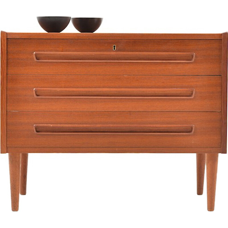 Little Danish teak chest of drawers with three big drawers - 1960s