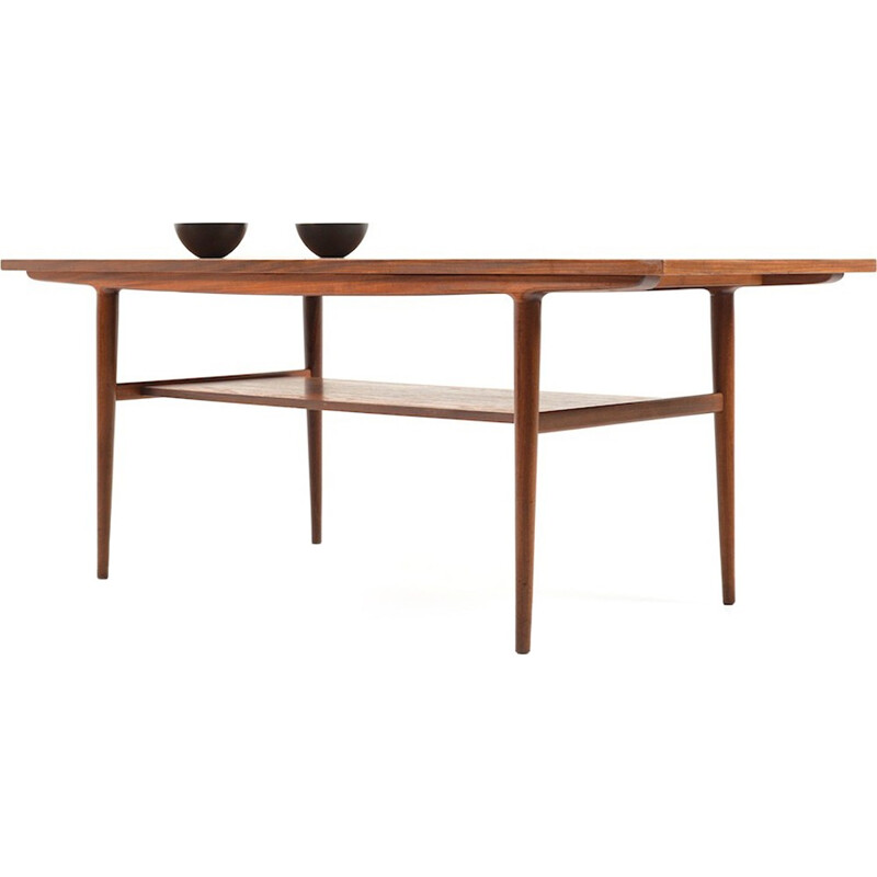 Danish teak table with double tray - 1960s