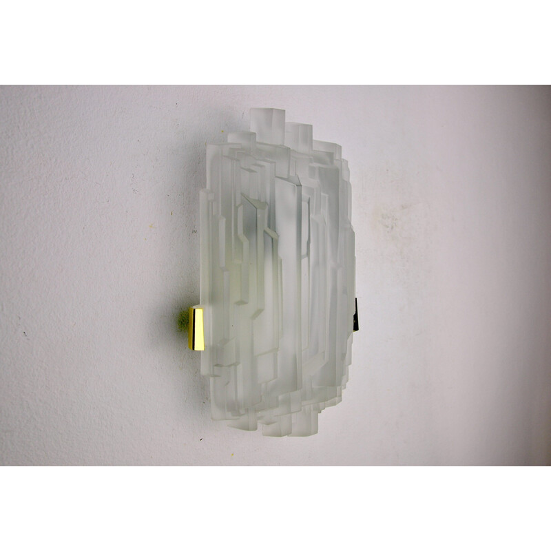 Vintage frosted glass wall lamp by J.T Kalmar, Austria 1970