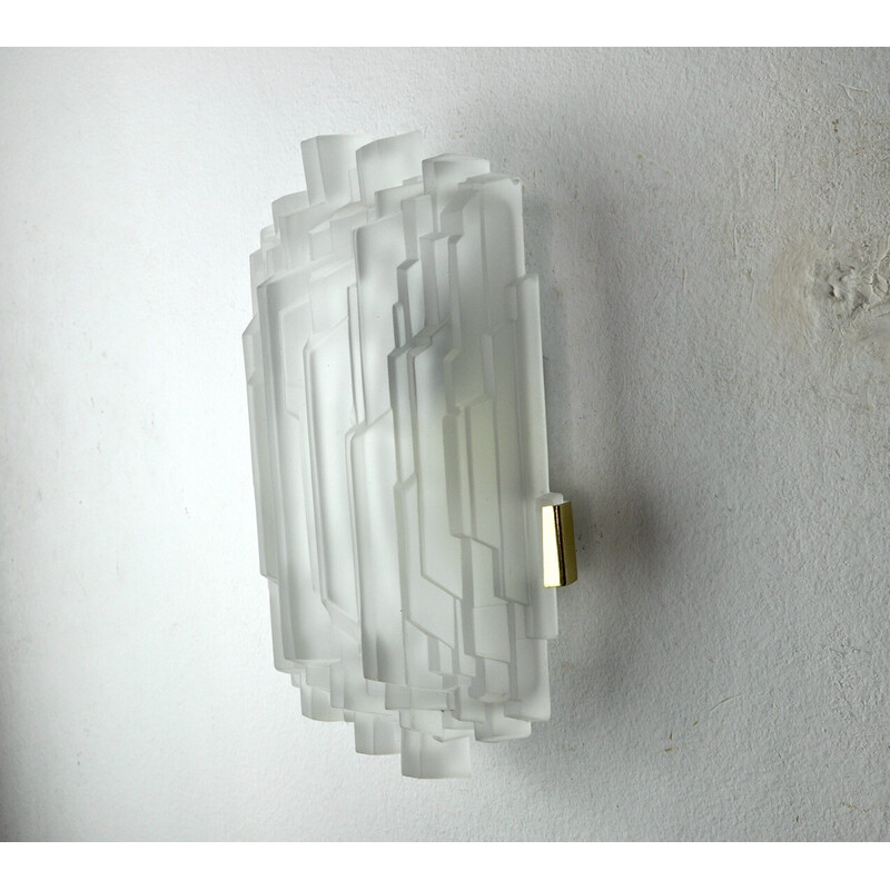 Vintage frosted glass wall lamp by J.T Kalmar, Austria 1970