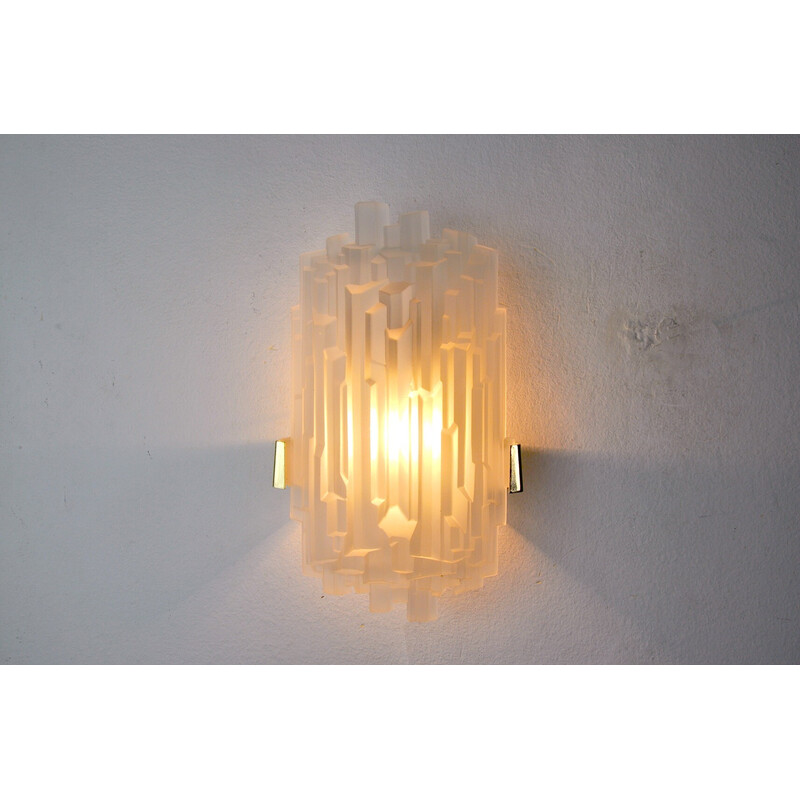 Vintage frosted glass wall lamp by J.T Kalmar, Austria 1970