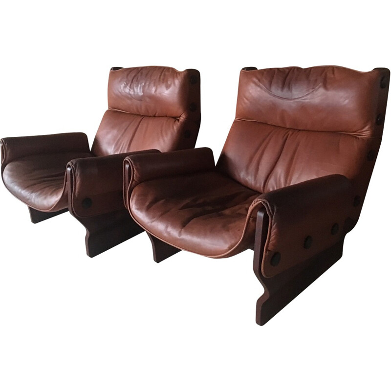 Set of 2 Canada P110 lounge chairs by Osvaldo Borsani - 1960s