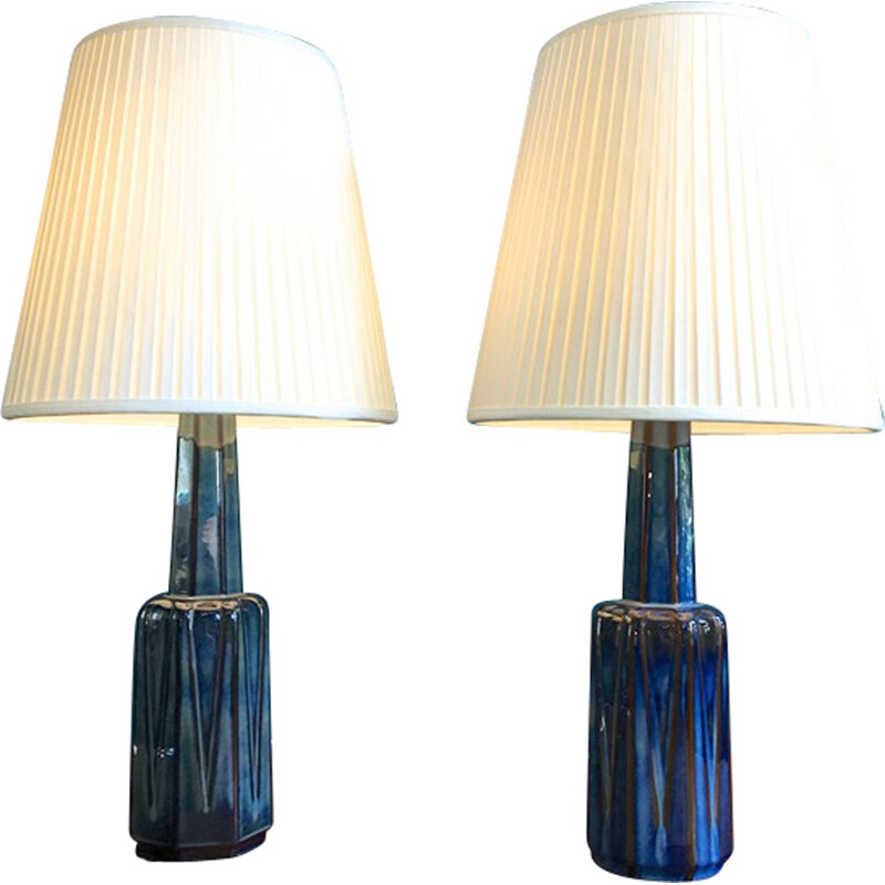 Pair of Vintage Danish Ceramic Table Lamps by Einar Johansen for Soholm - 1960S