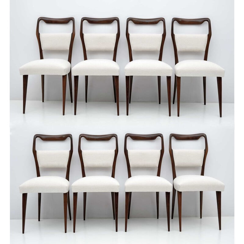 Conjunto de 8 cadeiras de jantar italianas de meados do século por Vittorio Dassi, 1950s