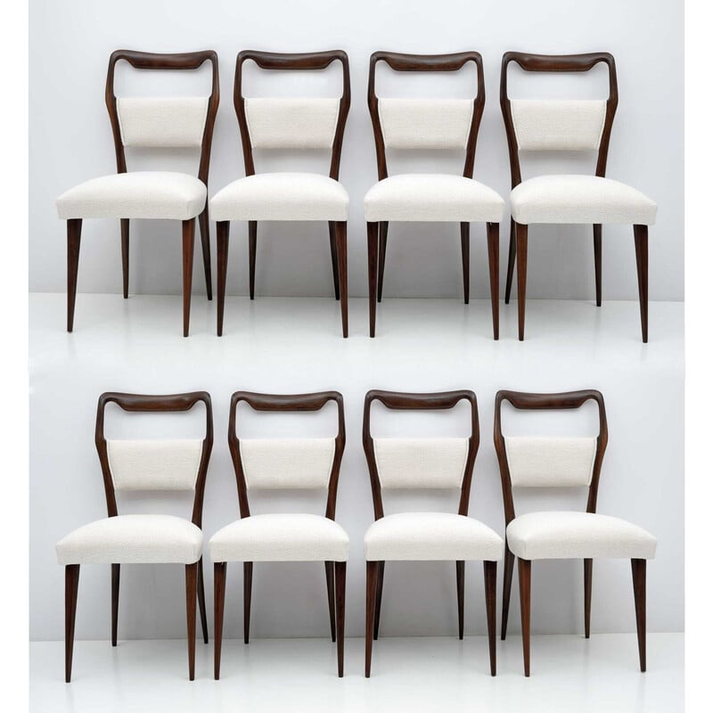 Set of 8 mid-century Italian dinning chairs by Vittorio Dassi, 1950s