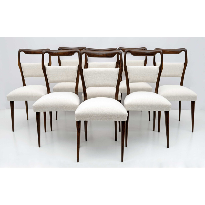 Set of 8 mid-century Italian dinning chairs by Vittorio Dassi, 1950s