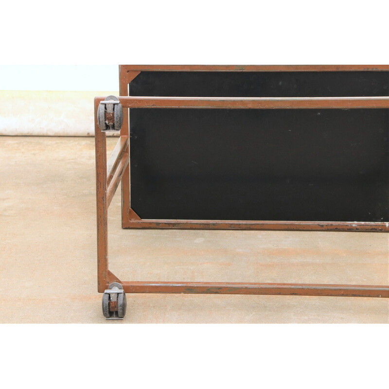 Vintage Czechoslovak industrial serving trolley on wheels, 1970s