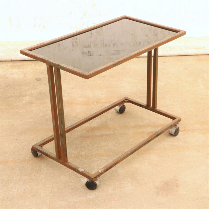 Vintage Czechoslovak industrial serving trolley on wheels, 1970s