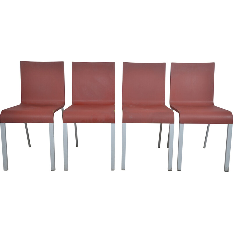 Ensemble de 4 chaises vintage en plastique et aluminium par Maarten Van Severen pour Vitra
