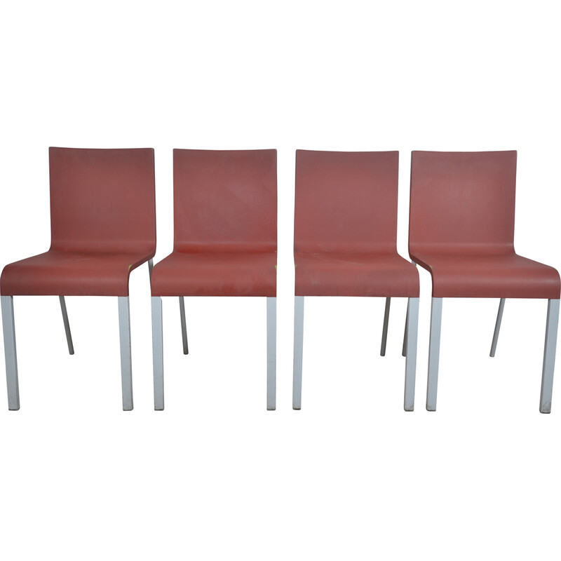 Set of 4 vintage chairs in plastic and aluminum by Maarten Van Severen for Vitra