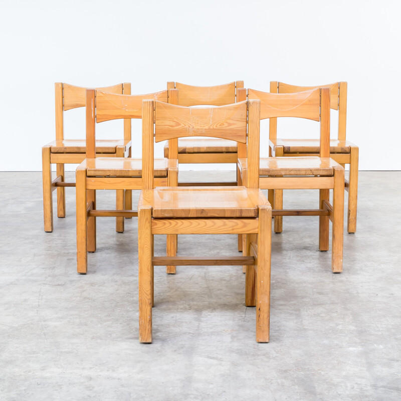 Ensemble de 6 chaises à repas en bois de pins Ilmari Tapiovaara pour Laukaan Puu, 1960
