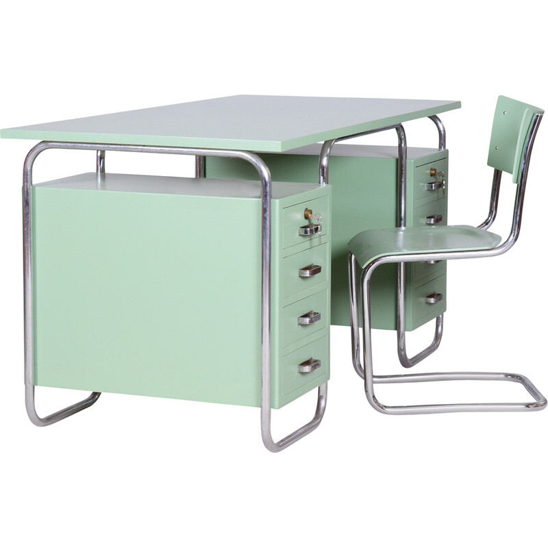 Mesa e cadeira de escrita Vintage Bauhaus por Thonet, Czechia 1930s