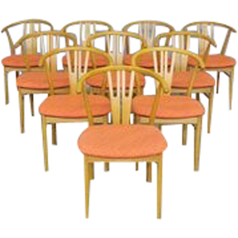 Set di 11 sedie da pranzo vintage in legno di quercia e legno curvato, anni '90