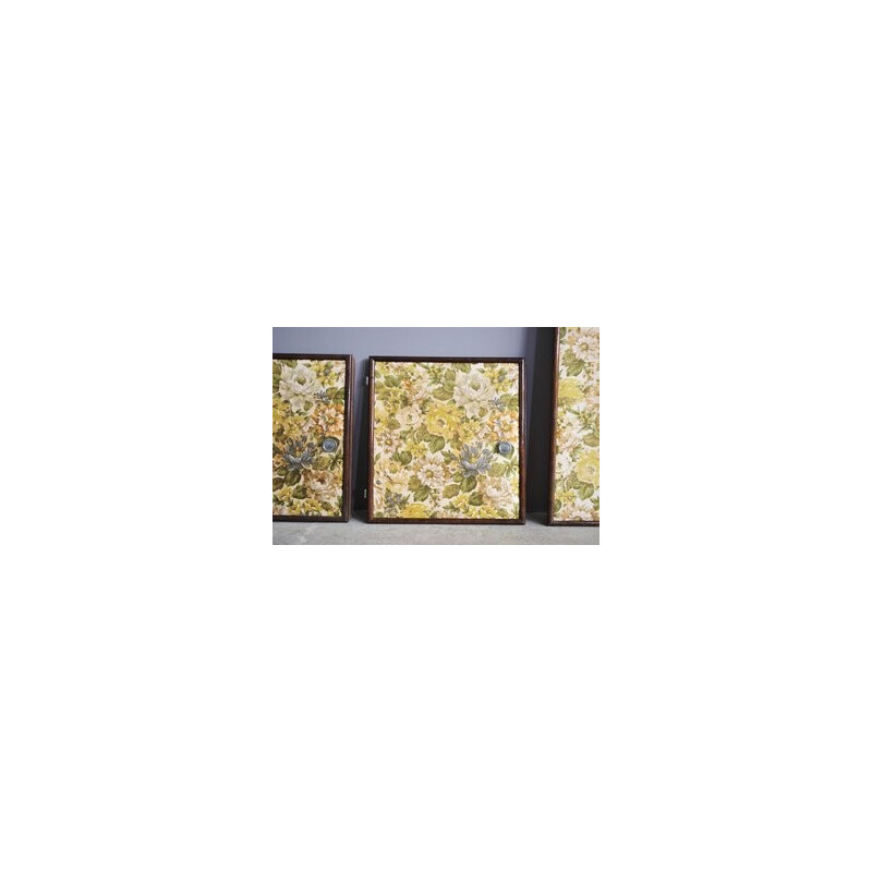 Juego de 5 puertas tapizadas vintage de tela floral, años 50
