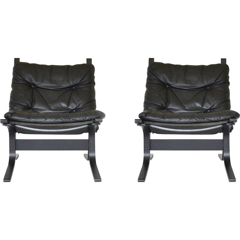 Paire de fauteuils Siesta - cuir noir