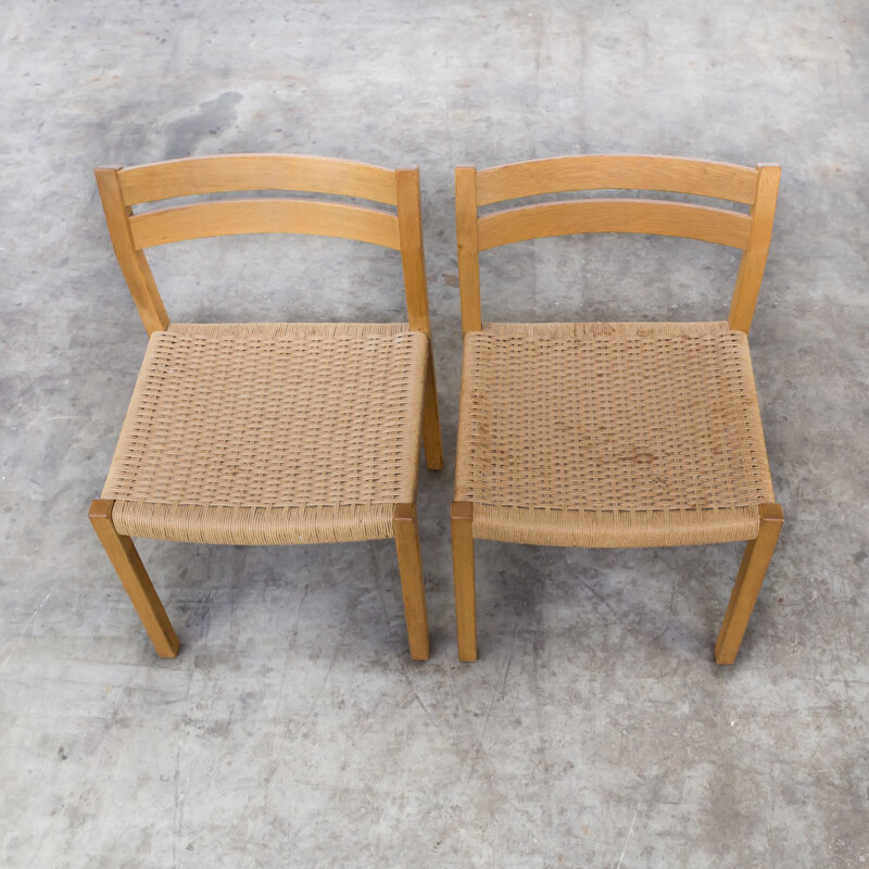 Niels O. Møller smoked oak dining chairs for J.L. Møller