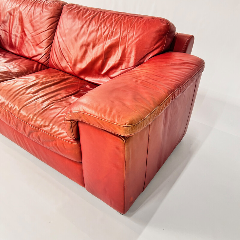 Vintage Postmodern Italian leather sofa, 1980s