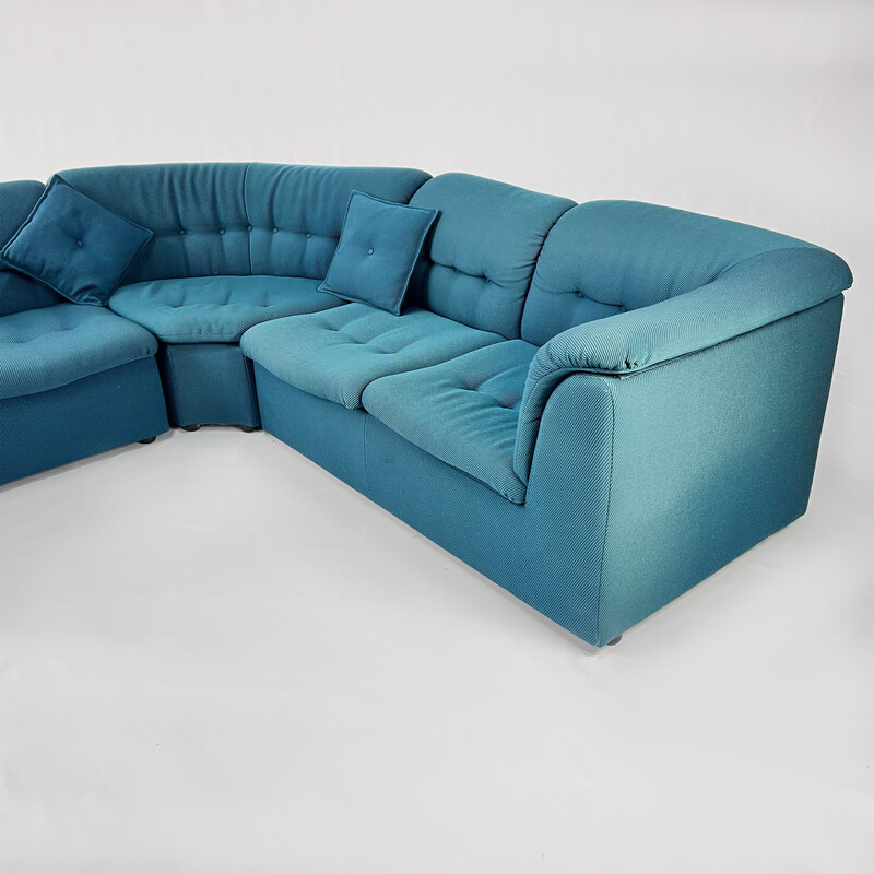 Mid century blue modular sofa, 1970s