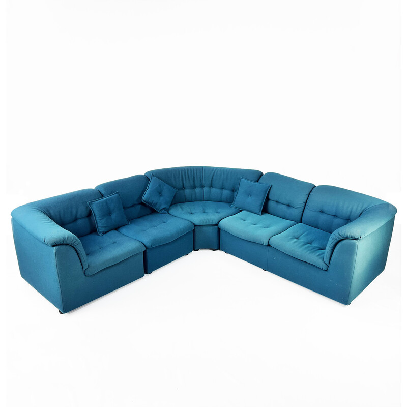 Mid century blue modular sofa, 1970s