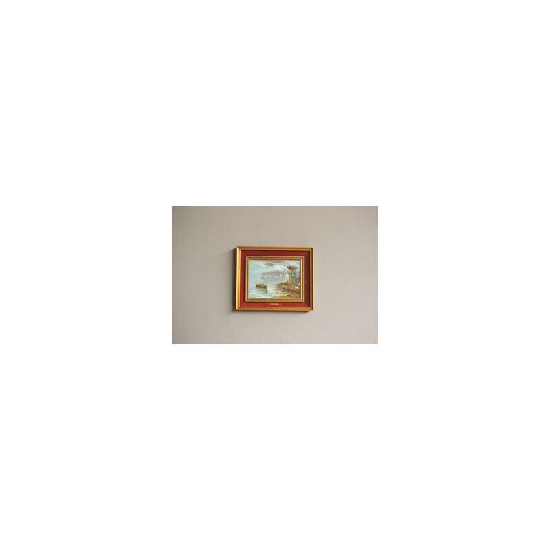 Vintage oil on canvas Landscape with frame by Giovanni Cappelletti, 1970