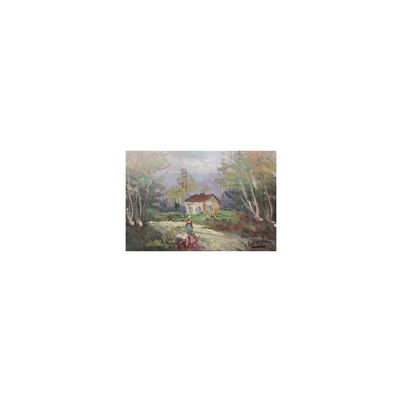 Vintage oil on canvas Landscape framed by Giovanni Cappelletti, 1970