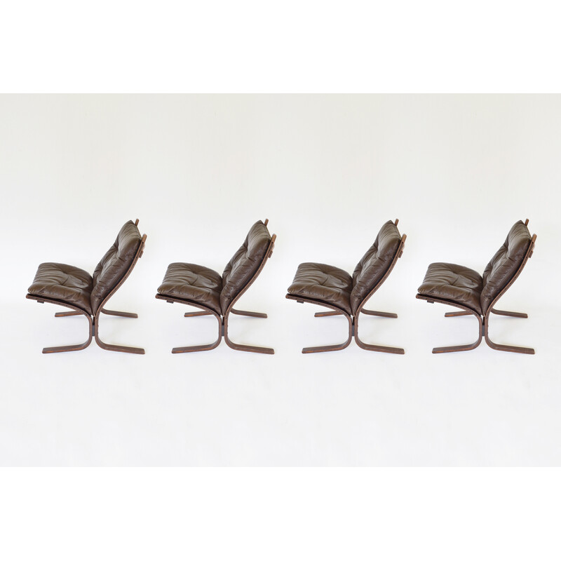 Set of 4 vintage Peanut brown Siesta armchairs by Ingmar Relling for Westnofa, 1960s