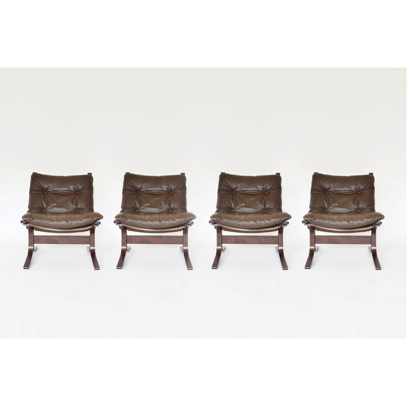 Set of 4 vintage Peanut brown Siesta armchairs by Ingmar Relling for Westnofa, 1960s