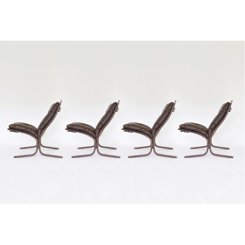 Set of 4 vintage Peanut brown Siesta armchairs by Ingmar Relling for Westnofa, 1960s