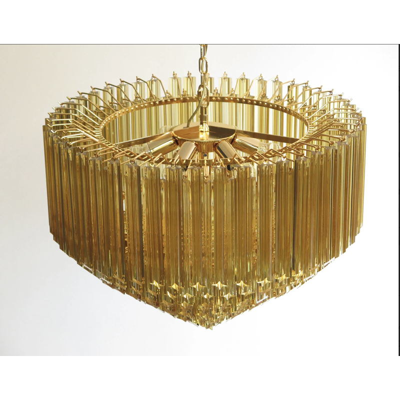 Vintage Quadriedri kroonluchter in Murano glas met gouden frame