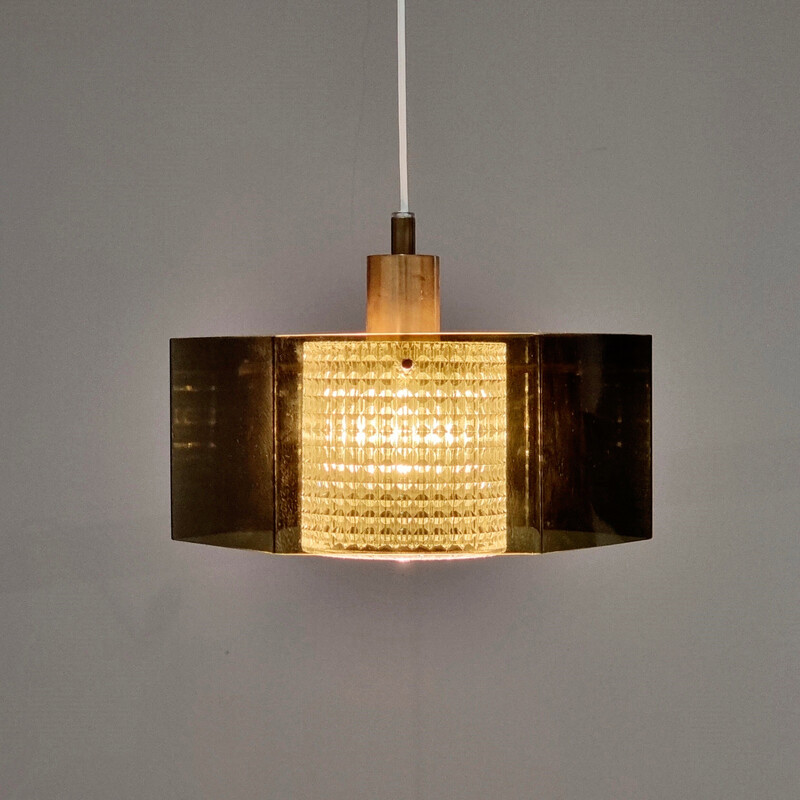 Mid century Scandinavian glass pendant lamp by Carl Fagerlund for Orrefors, 1960s