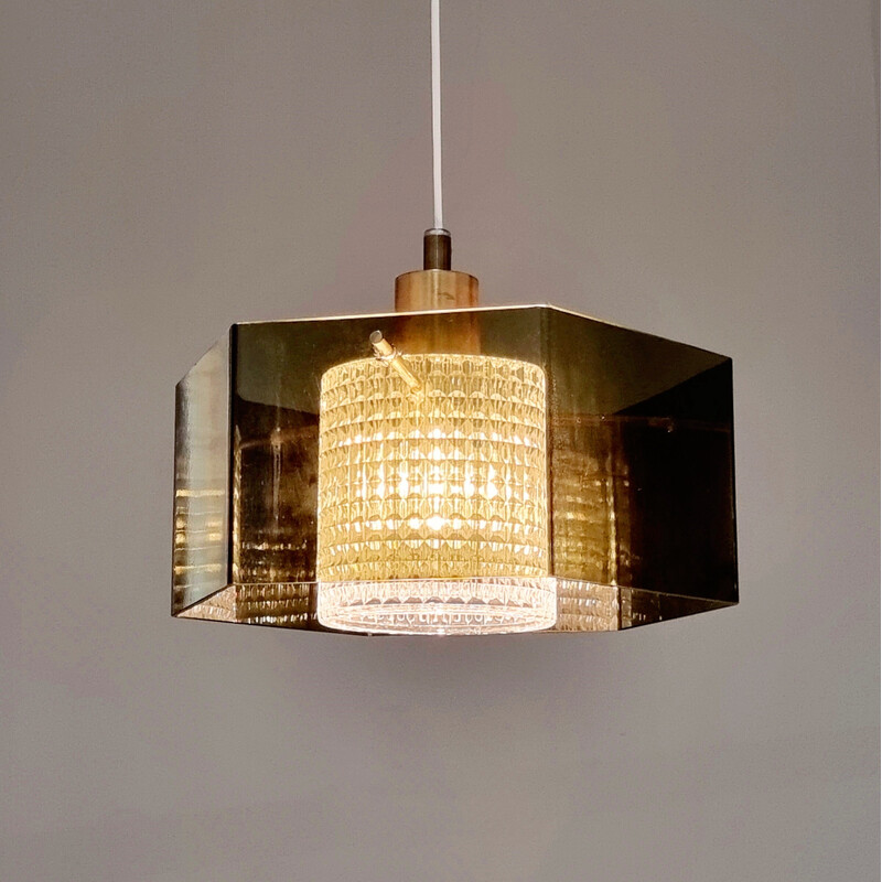 Mid century Scandinavian glass pendant lamp by Carl Fagerlund for Orrefors, 1960s