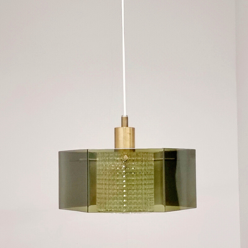 Suspension scandinave vintage en verre par Carl Fagerlund pour Orrefors, 1960