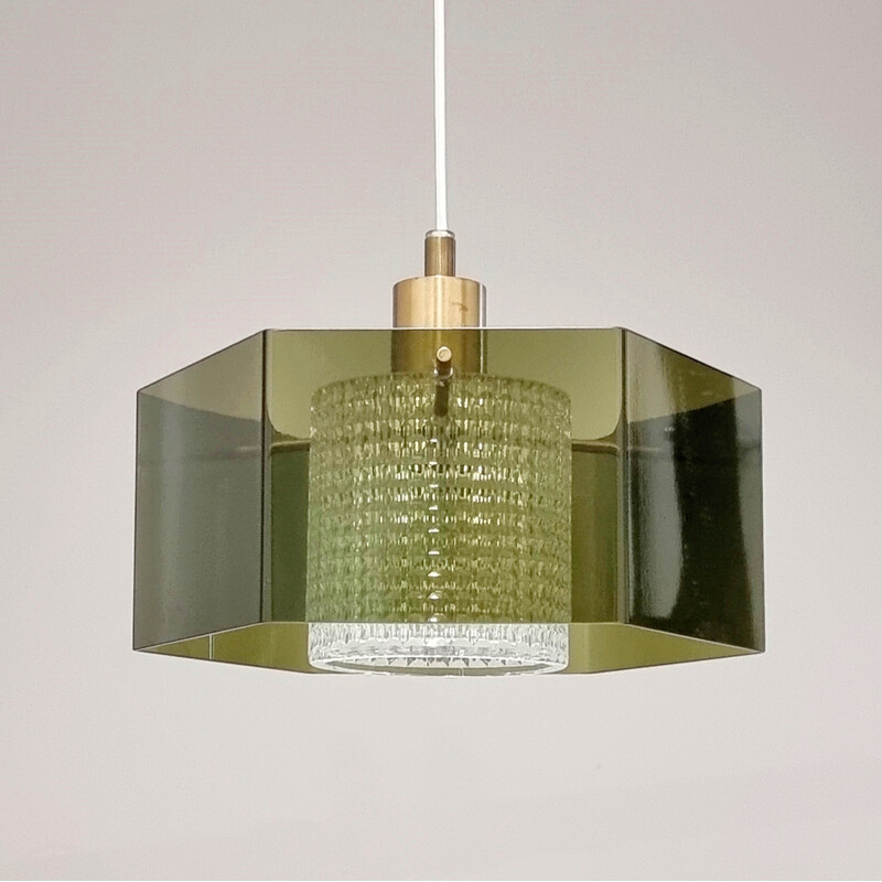 Mid century Scandinavian glass pendant lamp by Carl Fagerlund for Orrefors, 1960s