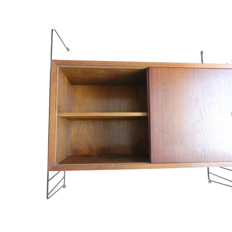 Vintage String wall unit in teak veneer by Nils Strinning, 1950s