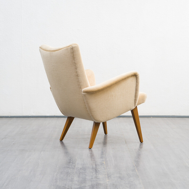 Pair of vintage cocktail armchairs in mohair velours, 1950s