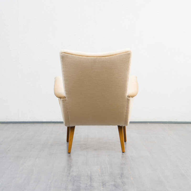 Pair of vintage cocktail armchairs in mohair velours, 1950s