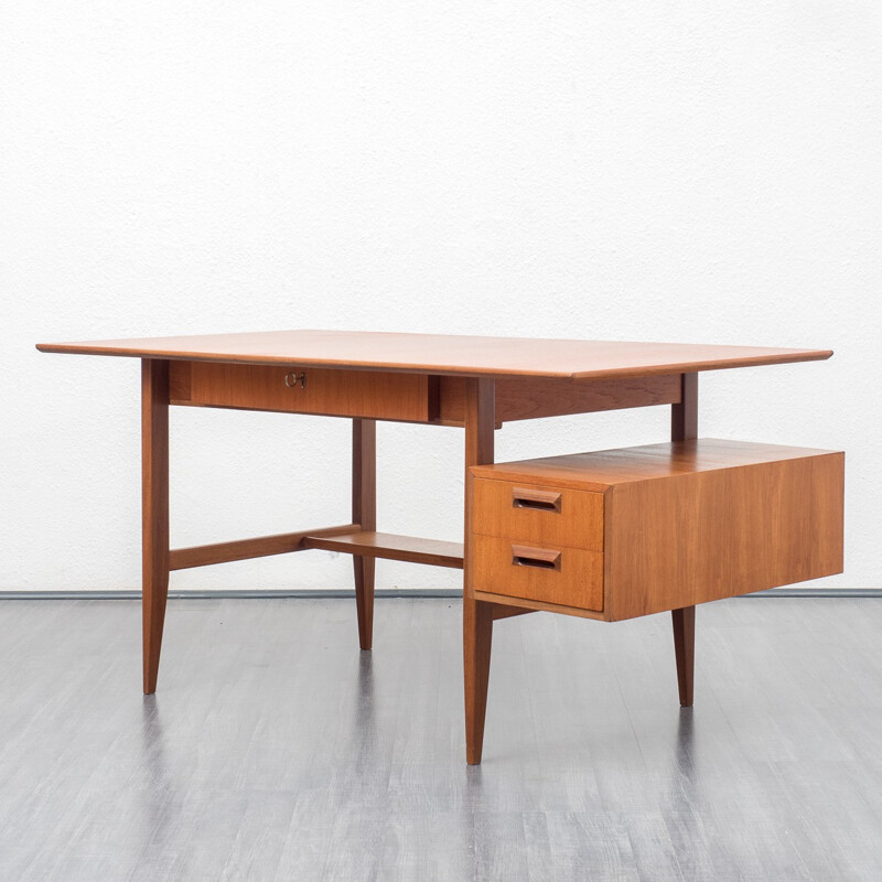 Vintage desk in teak with filigree frame - 1960s