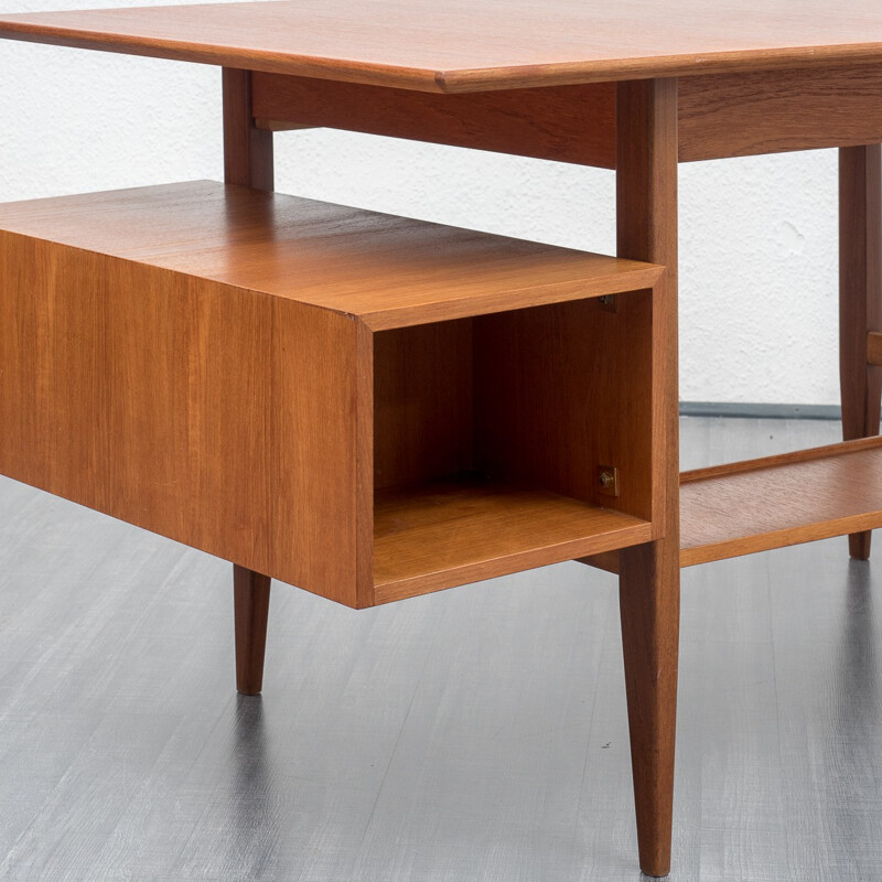 Vintage desk in teak with filigree frame - 1960s