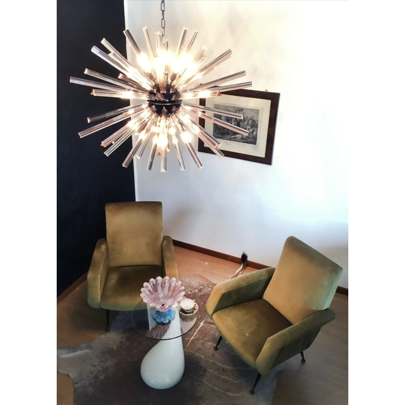 Vintage "sputnik" chandelier in pink Murano glass