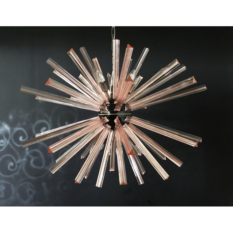 Vintage "sputnik" chandelier in pink Murano glass