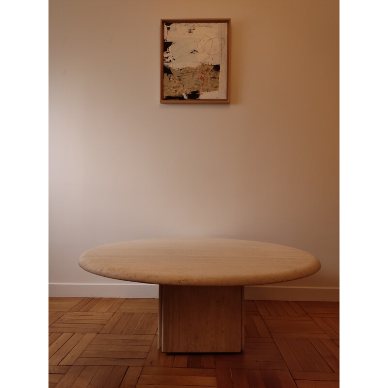 Vintage travertine coffee table by Claude Berraldacci