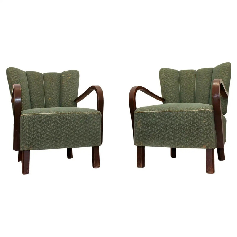 Pair of vintage cocktail armchairs H-237 by Jindřich Halabala for Up Závody, Czechoslovakia 1950s