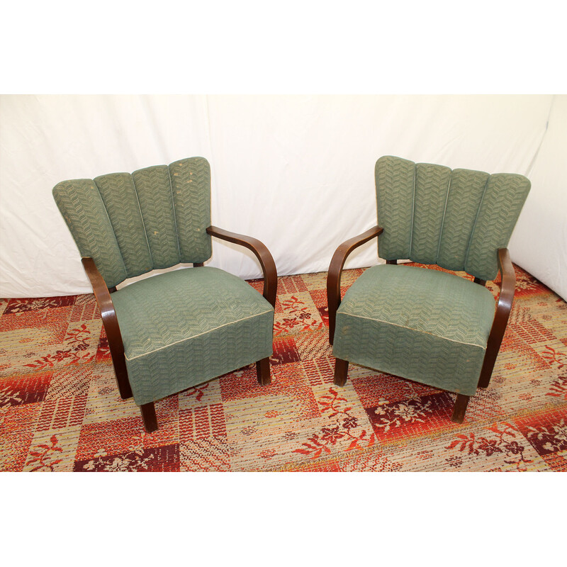 Pair of vintage cocktail armchairs H-237 by Jindřich Halabala for Up Závody, Czechoslovakia 1950s