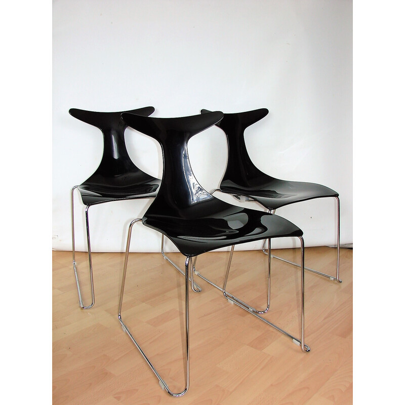 Ensemble de 3 chaises vintage par Delfy Ginocarollo Ciacci Kreaty, Italie