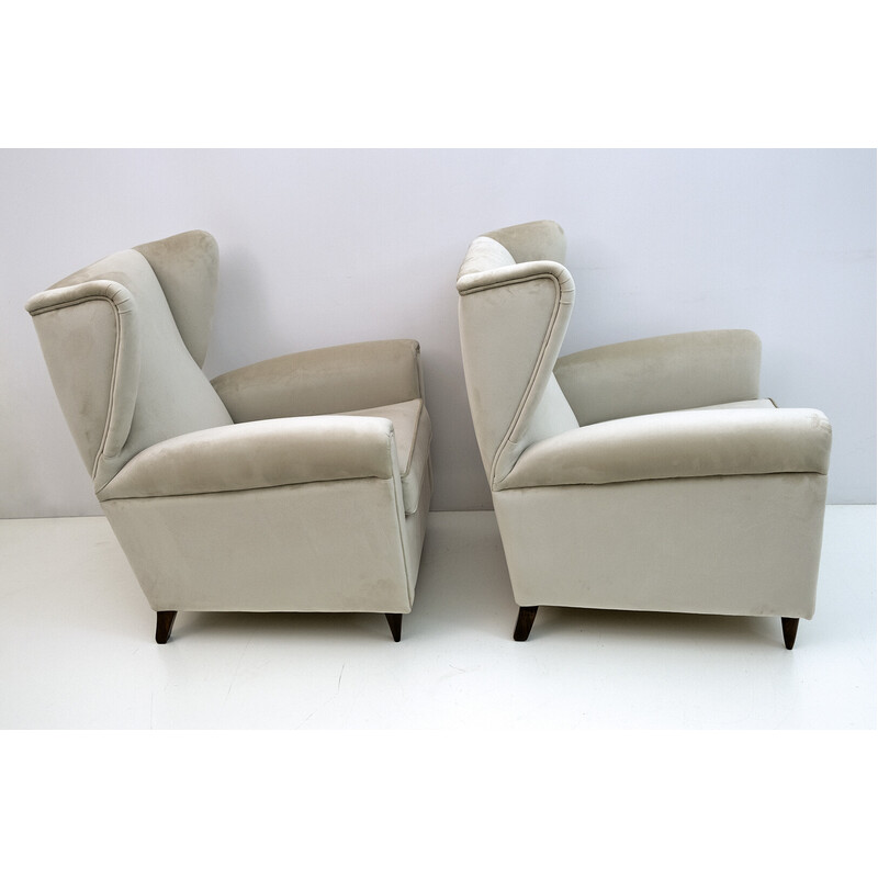 Pair of mid-century Italian velvet armchairs, 1950s